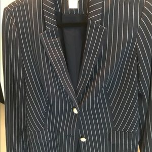 Chicos Classic Navy Pinstripe Blazer